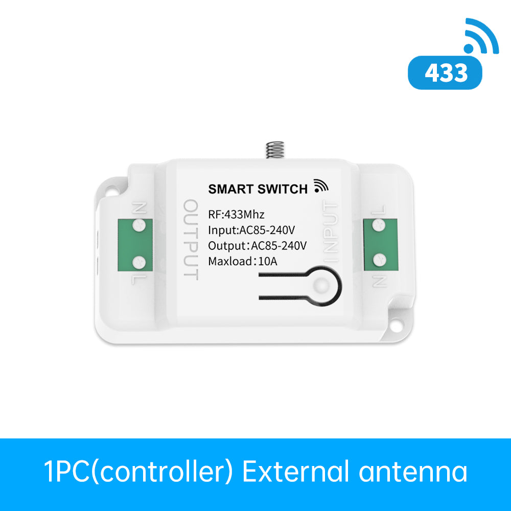 Centralina Ricevitore Wireless Installazione Interruttore Senza Cavi 10A RF 433MHz AC 85V-240V IP20 Bianco 70X43X27mm