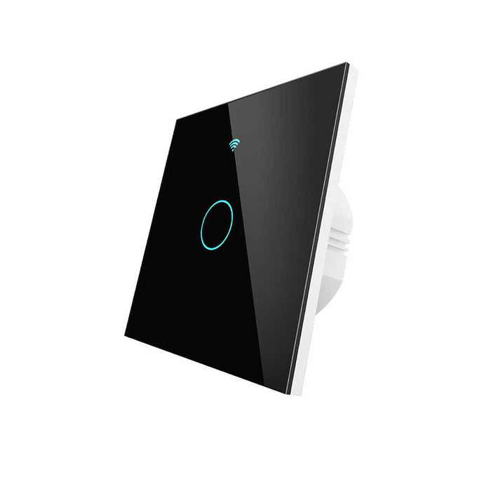 Interruttore Da Parete Touch 1 Tasto, WIFI 2.4G+BLE+RF 433MHz , Bluetooth BLE Mesh TUYA, Smart Life, 10A, AC 90-250V, 50/60HZ, 86X86X30mm, IP20, Nero, SH9441B