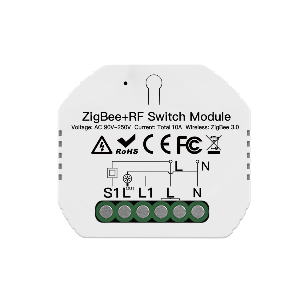 Relè Passo Passo Interruttore Smart ZigBee RF433 2 In 1 ZigBee, RF 433MHz TUYA, Smart Life 10A AC 90-250V 50/60HZ 2200W SHZ104Z IP20