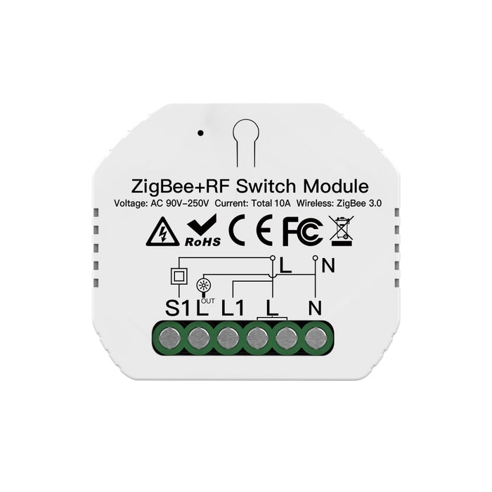 Relè Passo Passo Interruttore Smart ZigBee RF433 2 In 1 ZigBee, RF 433MHz TUYA, Smart Life 10A AC 90-250V 50/60HZ 2200W SHZ104Z IP20
