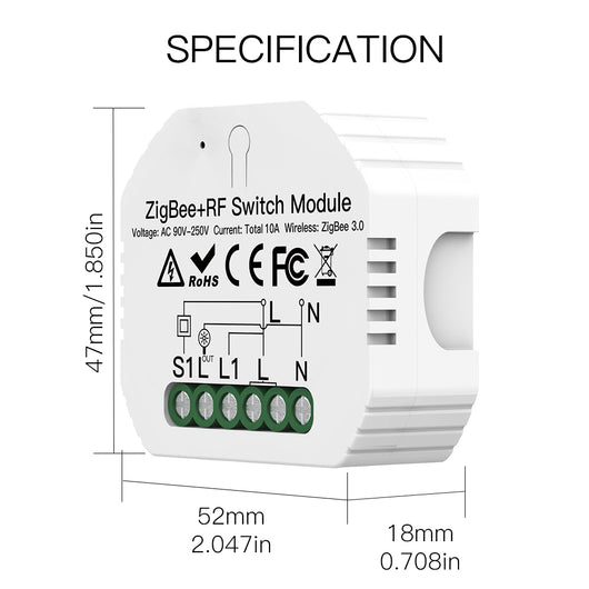 Relè Passo Passo Interruttore Smart ZigBee RF433 2 In 1 ZigBee, RF 433MHz TUYA, Smart Life 10A AC 90-250V 50/60HZ 2200W SHZ104Z IP20