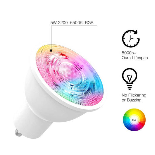 Lampada Led GU10, ZigBee 3.0, RGB+CW, TUYA, Smart Life, AC 90-250V, 50/60HZ, 5W, 50X55mm, IP20, SHZ61005