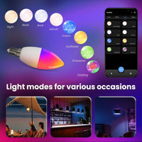 Lampada Led Matter E14, RGB+CW, Matter WIFI 2.4G TUYA, Smart Life, Apple Home, Google Home, Alexa, SmartThings, AC 90-250V, 50/60HZ, 6W, 37X106mm, IP20, MU11406