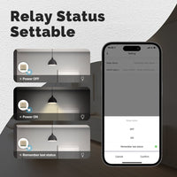 Relè Passo Passo Mini Interruttore Matter WiFi 2.4G, 10A TUYA, Compatibile Apple Home, Google Home, Alexa, SmartThings, 2200W, AC 90-250V 50/60Hz, 40x40x18mm, IP20