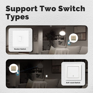 Relè Passo Passo Mini Interruttore Matter WiFi 2.4G, 10A TUYA, Compatibile Apple Home, Google Home, Alexa, SmartThings, 2200W, AC 90-250V 50/60Hz, 40x40x18mm, IP20