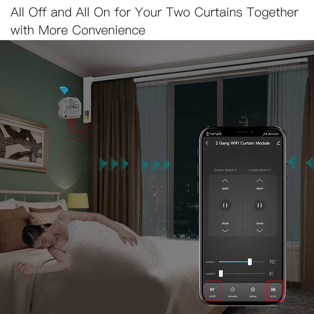 Modulo Tapparelle WIFI 2.4G + BLE, 2 Canali, Bluetooth BLE Mesh, TUYA, Smart Life, 2A, AC 90-250V, 50/60HZ, 500W, 52X47X18mm, IP20
