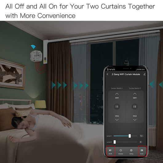 Modulo Tapparelle WIFI 2.4G + BLE, 2 Canali, Bluetooth BLE Mesh, TUYA, Smart Life, 2A, AC 90-250V, 50/60HZ, 500W, 52X47X18mm, IP20