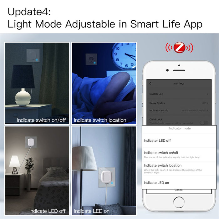 Presa Schuko Da Muro Protocollo ZigBee 3.0 TUYA, Smart Life 16A AC 90-250V 50/60HZ 86X86X43mm