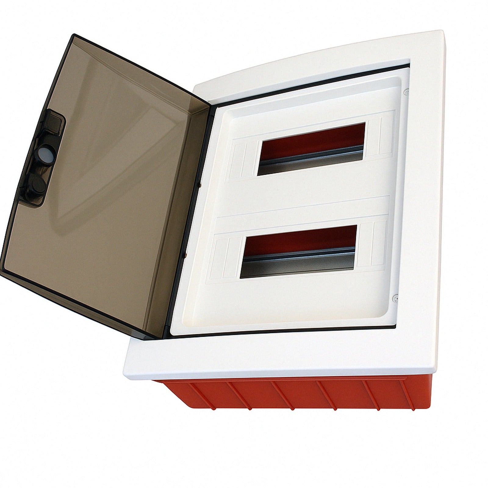 centralino da incasso 24 moduli con portello fumé e telaio estraibile, bianco, 330x420x80 mm, ideale per installazioni elettriche domestiche e professionali