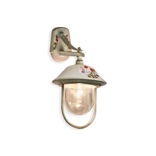 Applique Esterno Classica Bari Metallo Ceramica Bianco Sfumato Oro 1 Luce E27