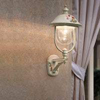 Applique Classica Esterno Bari Metallo Ceramica Bianco Sfumato Oro 1 Luce E27