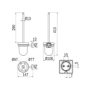 Inda - Portascopino da parete Forum Quadra cromo lucido/vetro satinato