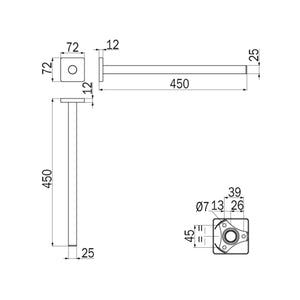 Inda - Porta asciugamani fisso a bandiera L.45 cm Forum Quadra cromo lucido