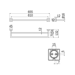 Inda - Porta asciugamani doppio Forum Quadra cromo lucido L.65 cm