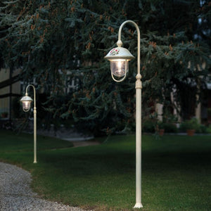 Palo Esterno Classico Bari Metallo Ceramica Bianco Sfumato Oro 1 Luce E27