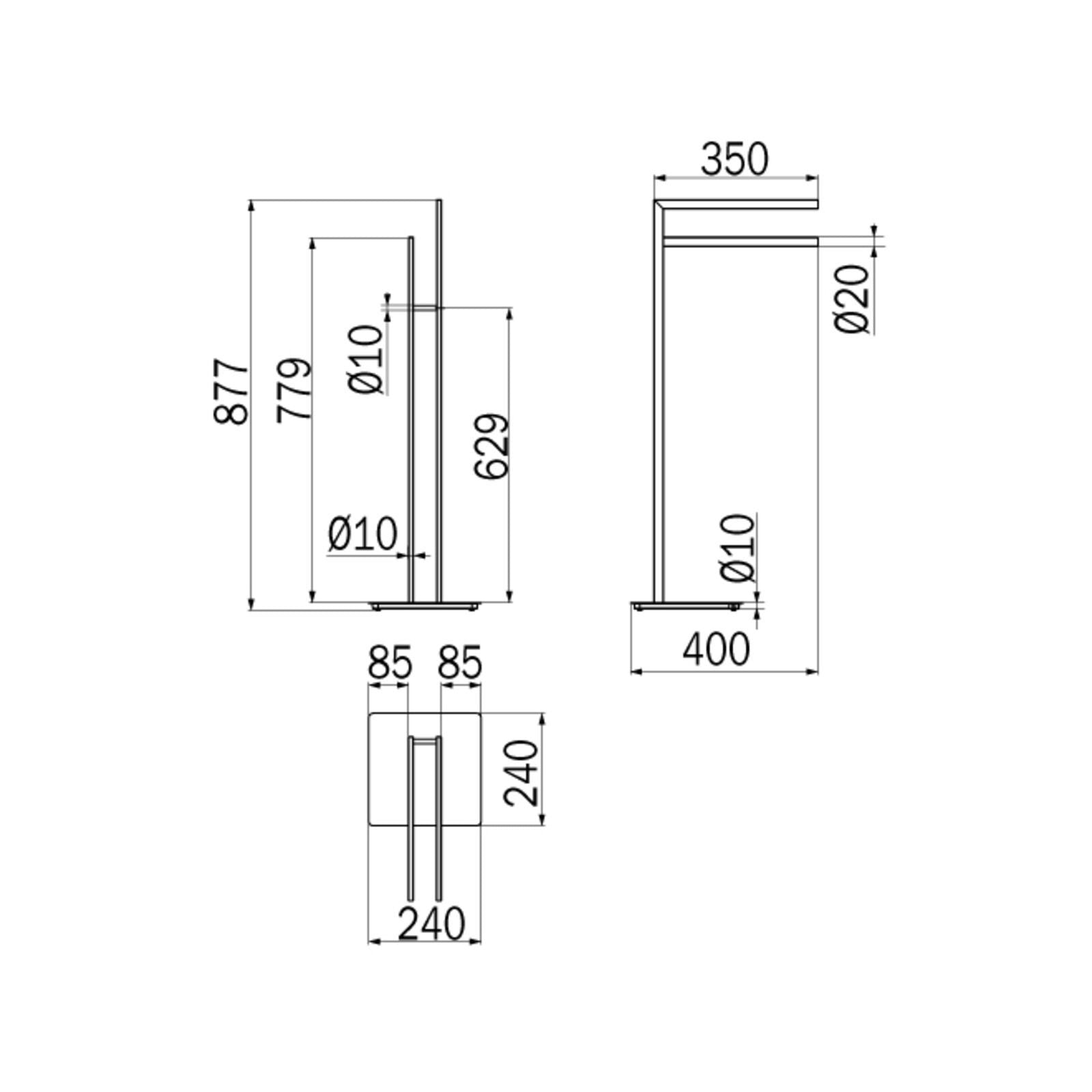 Inda - Piantana con 2 porta asciugamani con base quadrata in ottone cromato