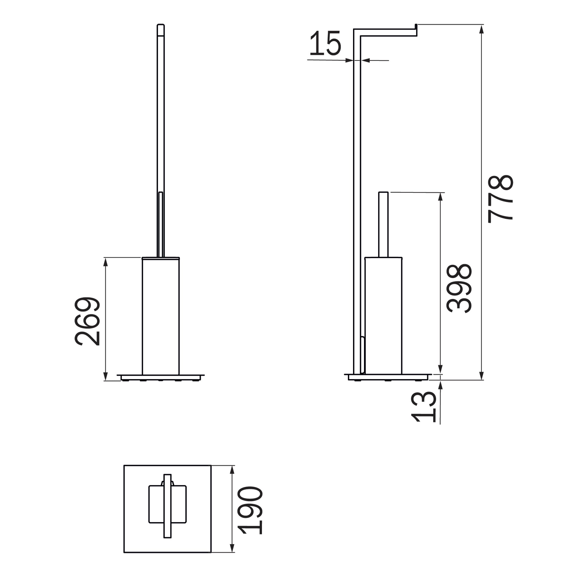Inda - Piantana con portarotolo e portascopino Divo cromo lucido