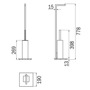 Inda - Piantana con portarotolo e portascopino Divo cromo lucido