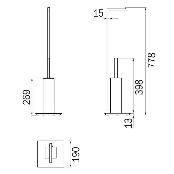 Inda - Piantana con portarotolo e portascopino Divo cromo lucido