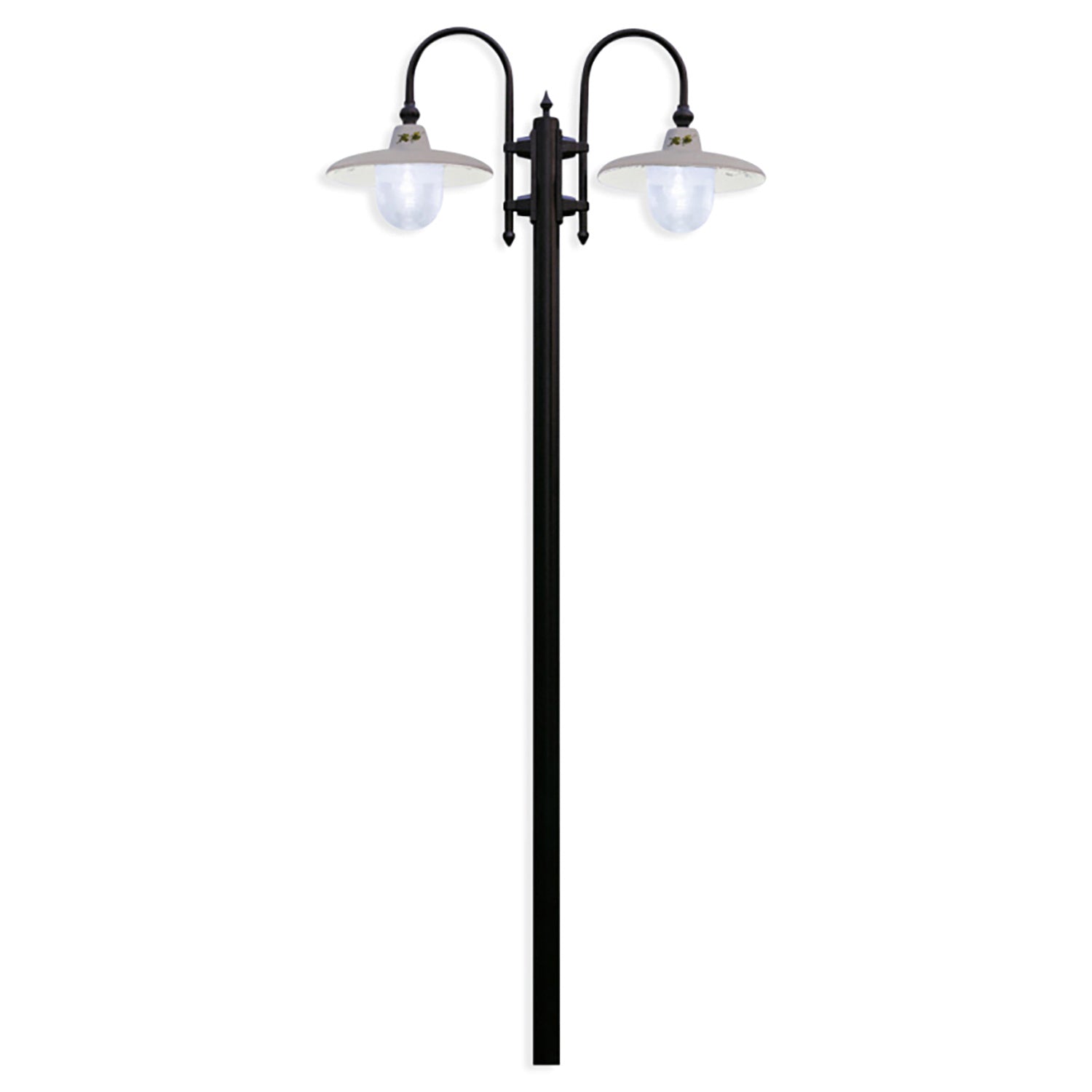 Palo Esterno Classico Campobasso Metallo E Ceramica Nero Sfumato Rame 2 Luci E27