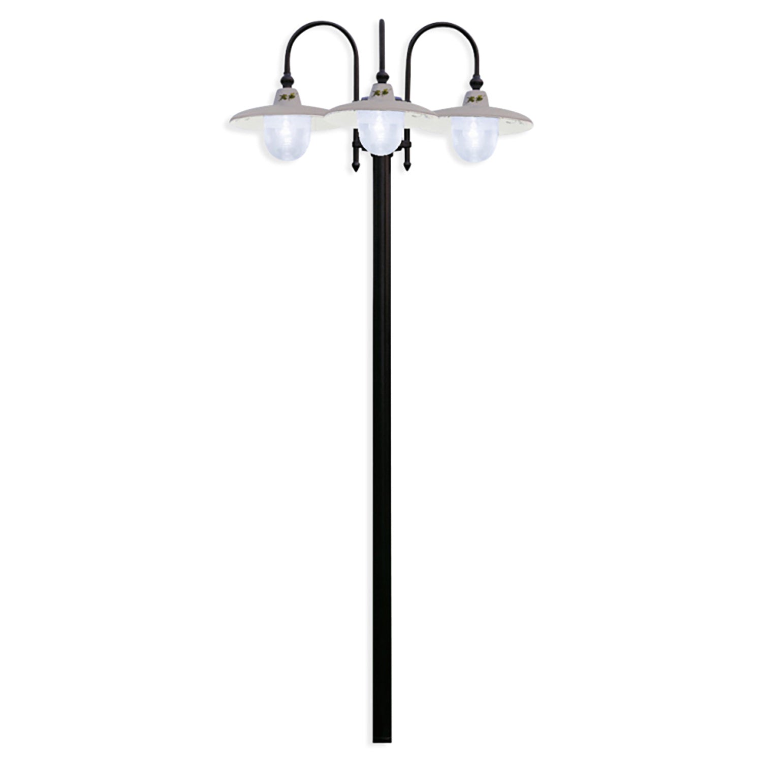 Palo Esterno Classico Campobasso Metallo E Ceramica Nero Sfumato Rame 3 Luci E27