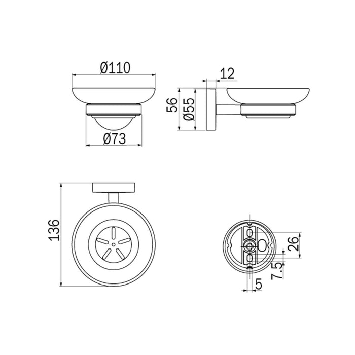 Inda - Portasapone a parete Forum cromo lucido/vetro satinato
