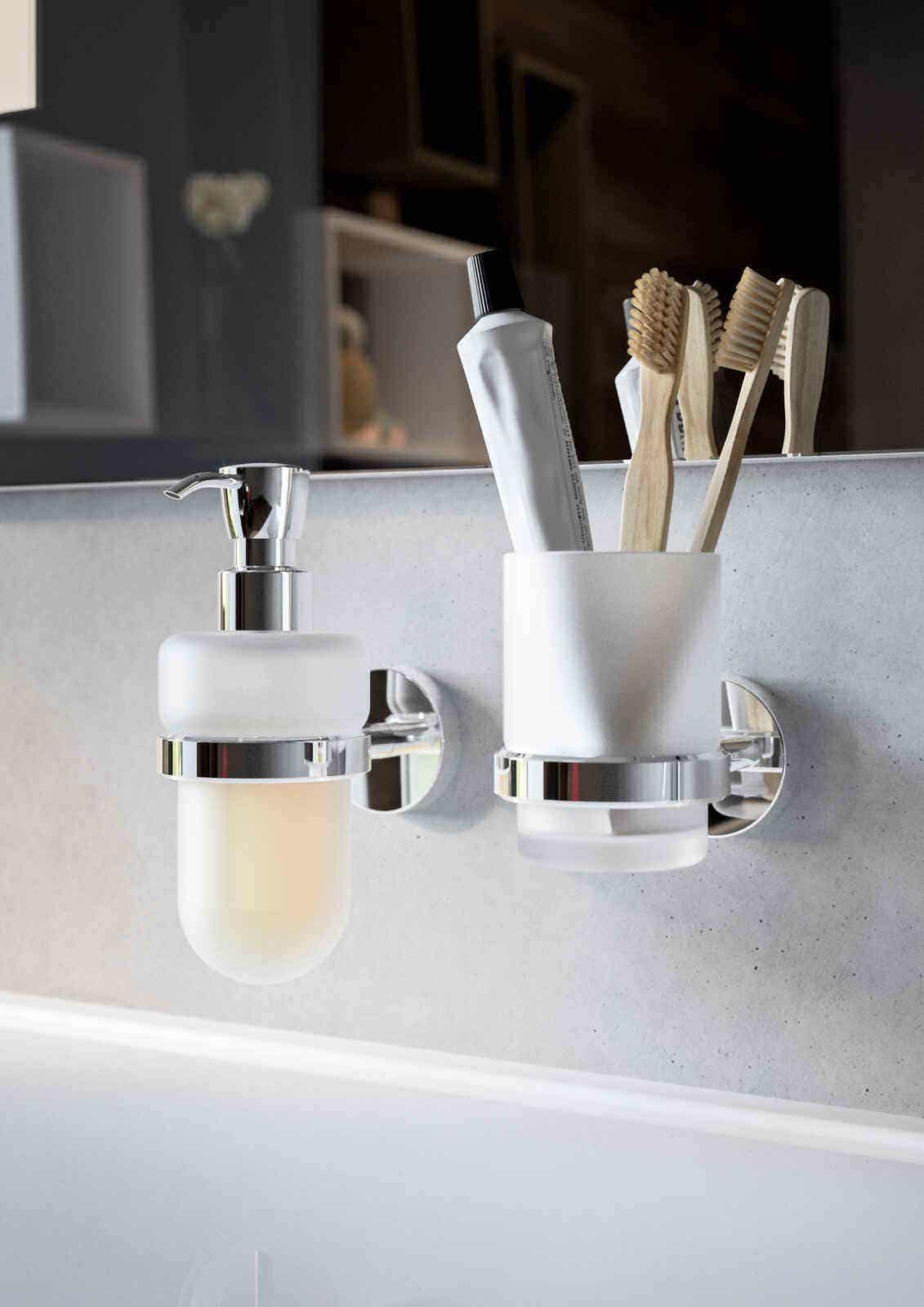 Inda - Dispenser sapone a parete Forum cromo lucido/vetro satinato 250 ml