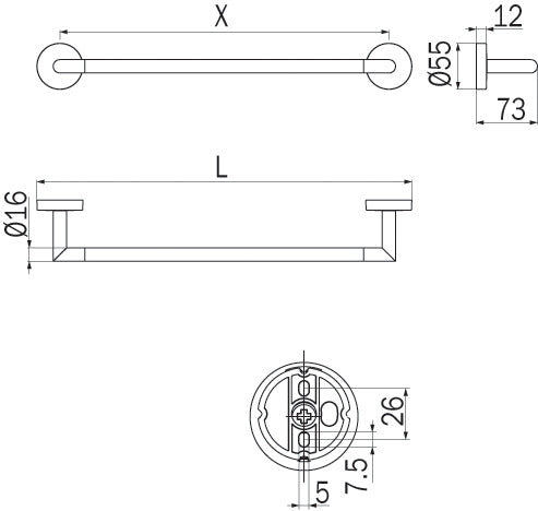 Inda - Porta asciugamani Forum cromo lucido L.66,5 cm