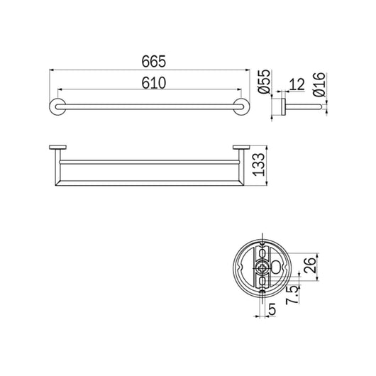 Inda - Porta asciugamani doppio Forum cromo lucido L.66,5 cm
