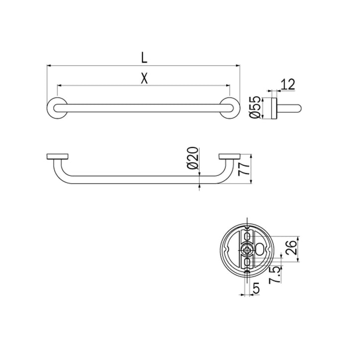 Inda - Porta asciugamani Forum cromo lucido L.65 cm