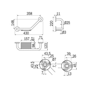 Inda - Maniglione con cestino Forum in ottone cromato L.43 cm reversibile