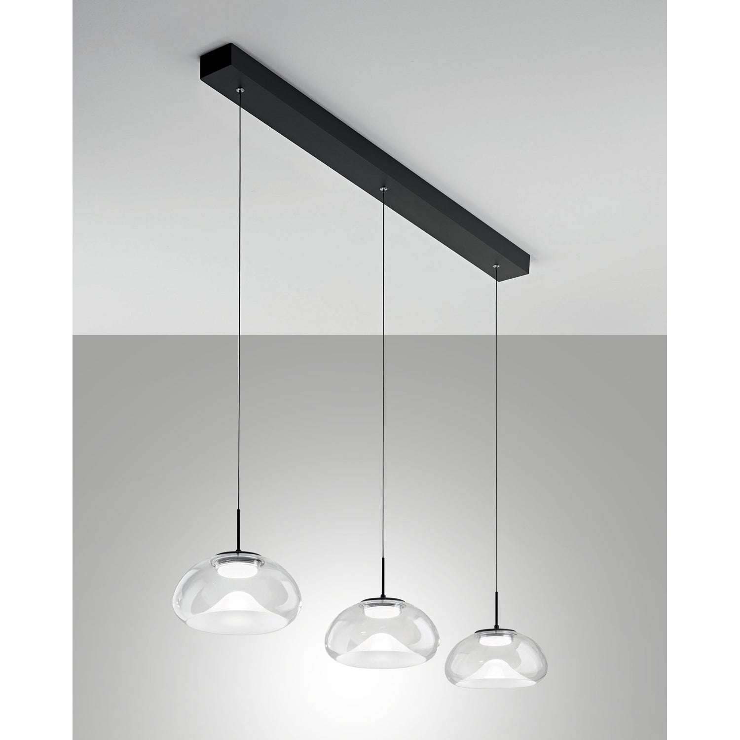 Lampada Brena Sospens Trasparente 3 Luci Fabas Collezione BRENA Design Moderno