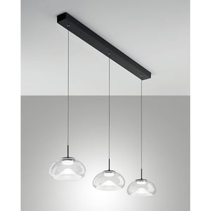 Lampada Brena Sospens Trasparente 3 Luci Fabas Collezione BRENA Design Moderno