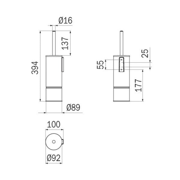 Inda - Portascopino da parete/da appoggio cromo lucido con ricambio