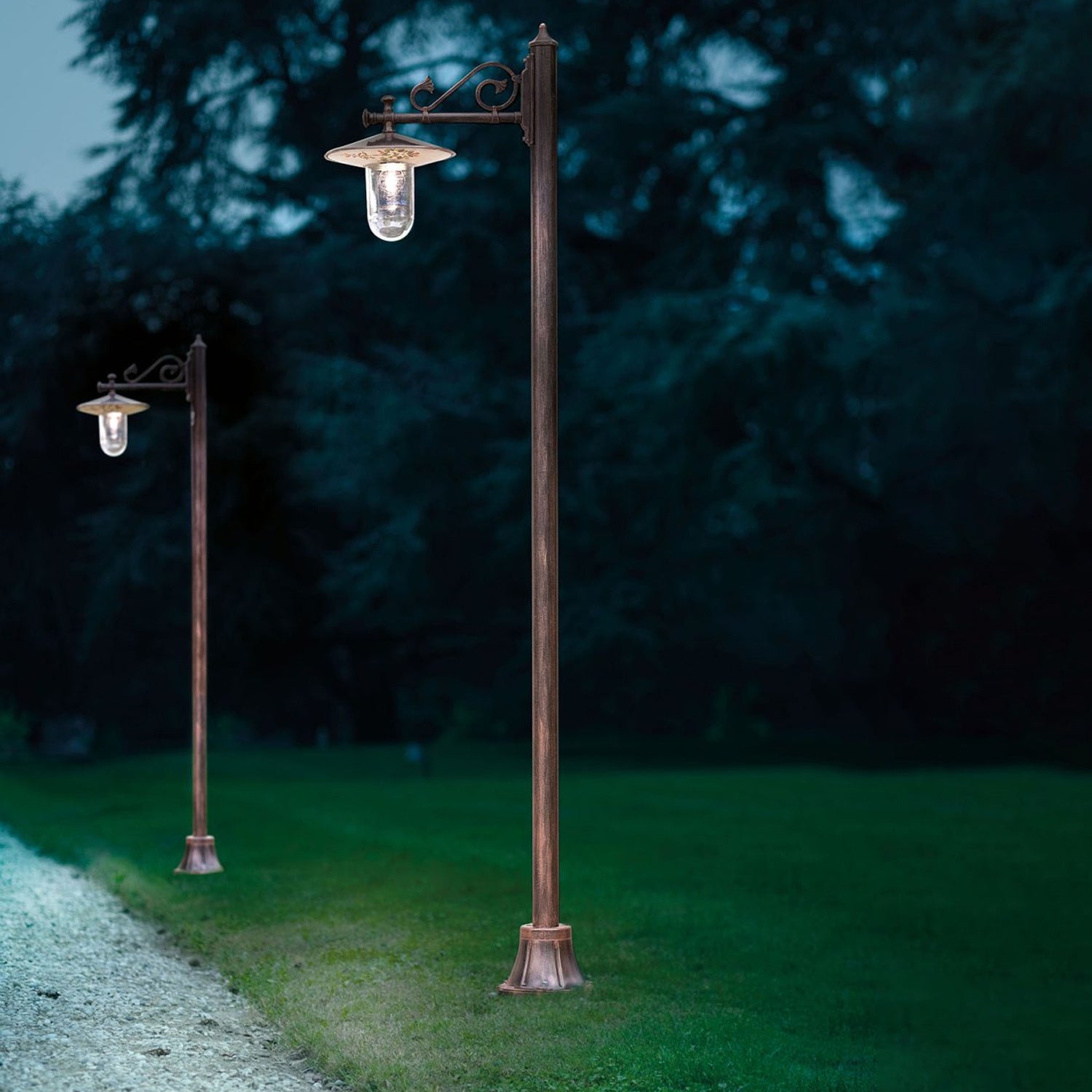 Palo Esterno Classico Genova Metallo E Ceramica Nero Sfumato Rame 1 Luce E27