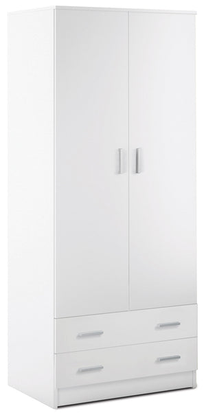 Armadio 2 Ante 2 Cassetti 77x182x52 cm Bianco Lisco
