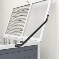 Conigliera in Legno da Interno a 2 Livelli con Ruote, Vassoi Estraibili e Rampe, Grigio