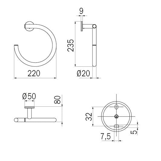 Inda - Porta asciugamani ad anello Touch cromo lucido