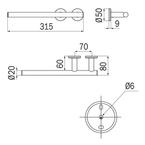 Inda - Porta asciugamani Touch con lato aperto L.31,5 cm cromo lucido