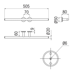Inda - Porta asciugamani Touch con due lati aperti L.50,5 cm cromo lucido