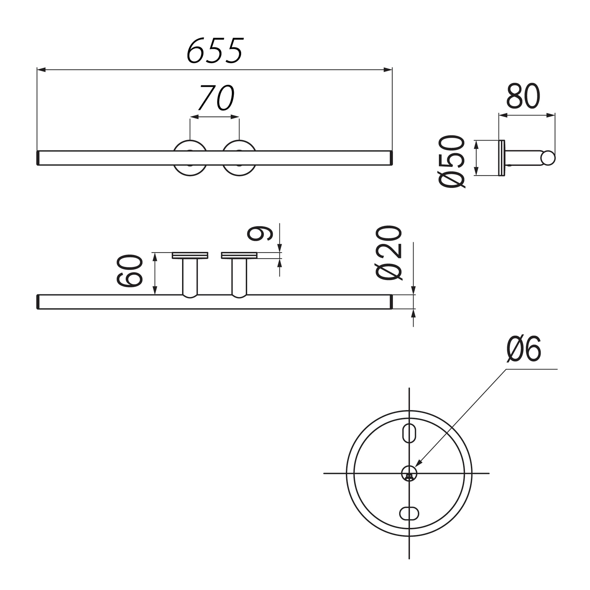 Inda - Porta asciugamani Touch con due lati aperti L.65,5 cm cromo lucido