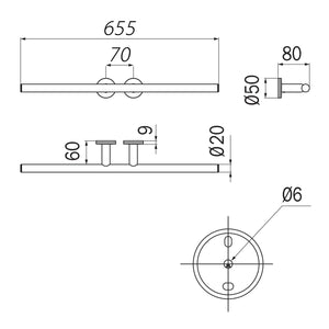 Inda - Porta asciugamani Touch con due lati aperti L.65,5 cm cromo lucido