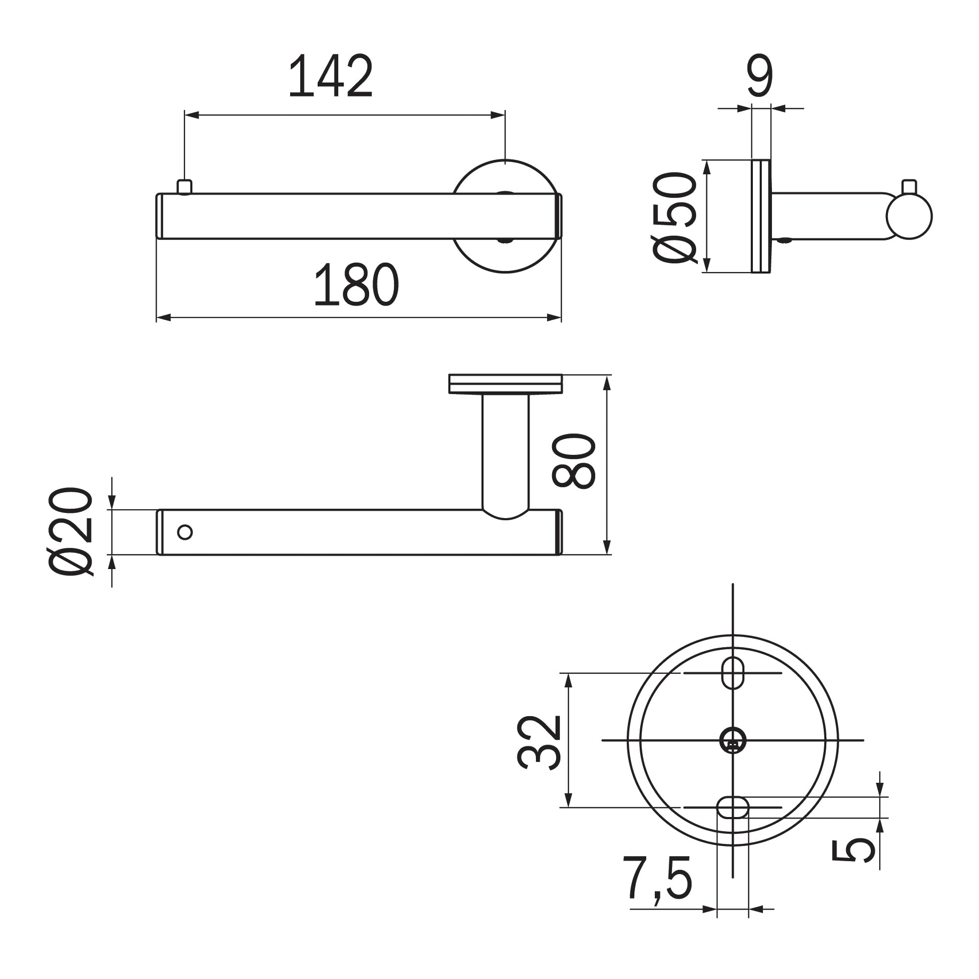 Inda - Portarotolo sinistro Touch cromo lucido