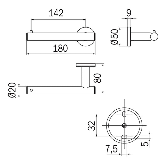 Inda - Portarotolo sinistro Touch cromo lucido