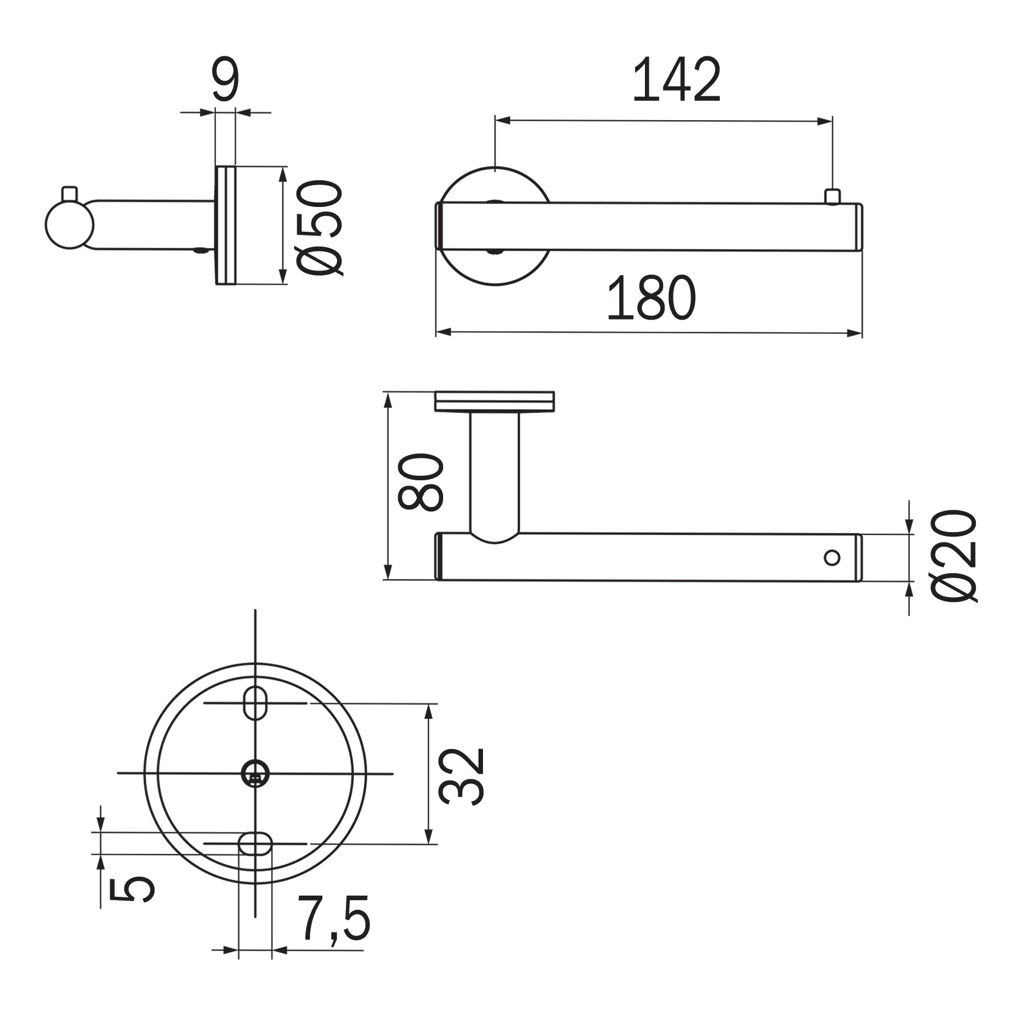 Inda - Portarotolo destro Touch cromo lucido