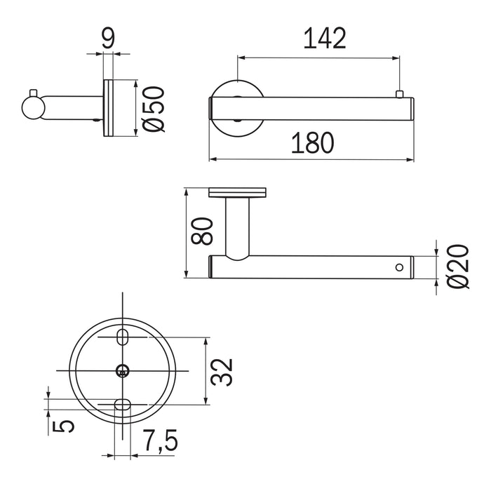 Inda - Portarotolo destro Touch cromo lucido