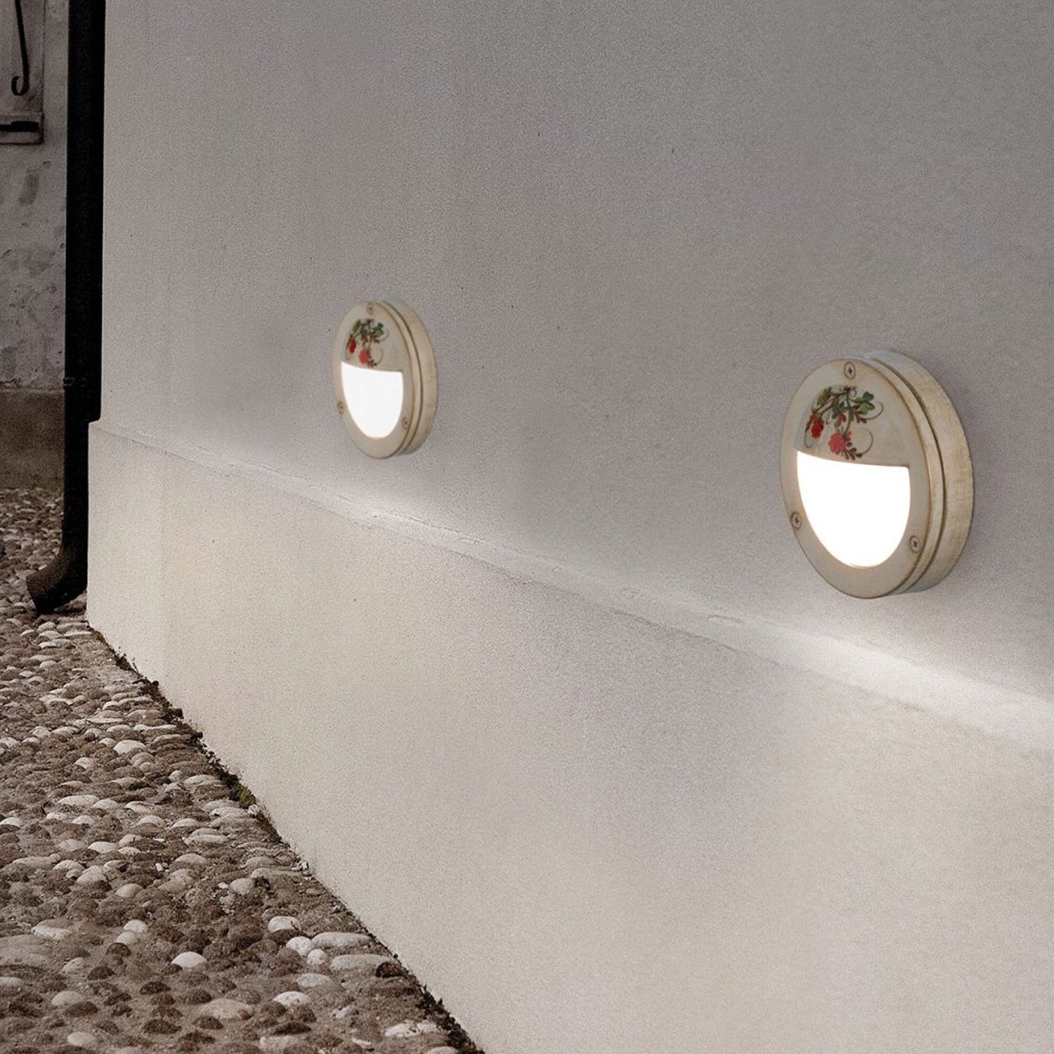 Applique Esterno Classica Brindisi Metallo Ceramica Bianco Sfumato Oro 1 Luce G9
