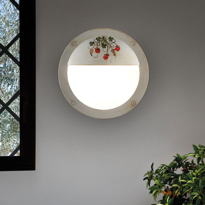 Applique Esterno Classica Brindisi Metallo Ceramica Bianco Sfumato 1 Luce G9