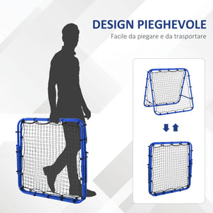 Easycomfort Rete da Calcio Rebounder Pieghevole con Angolo Regolabile e Picchetti, 100x95x90 cm, Blu