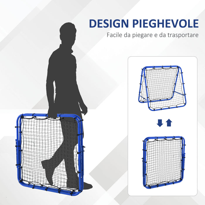 Easycomfort Rete da Calcio Rebounder Pieghevole con Angolo Regolabile e Picchetti, 100x95x90 cm, Blu